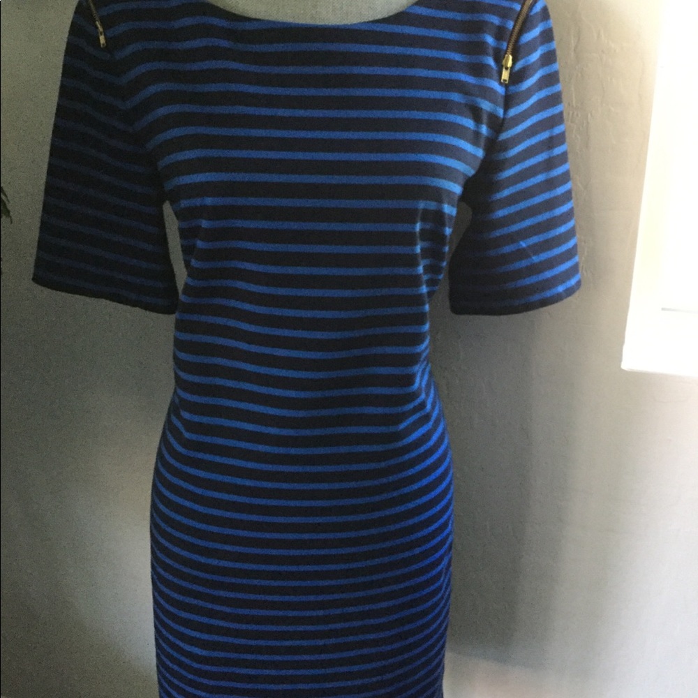 Navy Dress with Zippers Accents